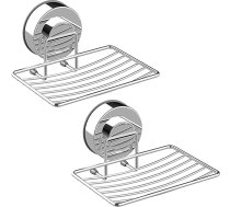 Ulable Adhesive Vacuum Suction Cup Soap Dish, izturīgs 304 nerūsējošā tērauda sūkļu turētājs vannas istabai un virtuvei, 2 gab. iepakojums