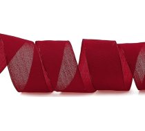 finemark 20 m x 40 mm zīda lenta Lina 018 Bordeaux ar vadu malām Auduma lenta Dekoratīvā lenta Lenta ar vadu malām Dāvanu lenta Galda lenta Kāzu Lieldienu lenta Visco Kartiņu izgatavošanas stieple