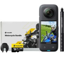 Insta360 X3 motociklu komplekts - ūdensizturīga 360° darbības kamera ar 1/2 collu sensoru, 5,7K 360°, 72 MP 360° fotoattēli, stabilizācija, 2,29 collu skārienekrāns, vibrācijas atgriezeniskā saite, AI rediģēšana, tiešraide