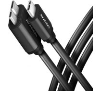 Axagon Bumm3-cm10ab micro-b usb, usb-c 3.2 gen 1 kabelis, 1m, 3a, alu, pvc melns
