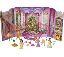 Mattel Disney princeses leļļu Adventes kalendārs ar 24 dienu pārsteigumiem, ietver 3 mazās lelles, 3 draugus, 6 modes tērpus un 16 filmu iedvesmotus aksesuārus, JFG79