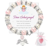 BOOMTOP Guardian Angel Bracelet Girls Gift Angel Lucky Charm Bracelet Elastīga pērlīšu rokassprādze Bērnu rokassprādze Dzimšanas diena Ziemassvētku Adventes dāvana ar karti Auduma soma Adventes kalendāra pildījums, sveķi,