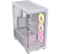 CORSAIR 3500X ARGB Mid-Tower ATX PC korpuss - rūdīts panorāmas stikls - saderīgs ar reversā savienojuma pamatplatēm - 3X CORSAIR RS120 ARGB ventilatori komplektā - balts