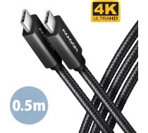 Axagon Bucm32-cm05ab usb-c - usb-c 3.2 gen 2 kabelis 0.5m, pd 100w, 5a, 4k hd, alu, pīts, melns