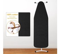 Gludināšanas dēļa pārvalks, Easy Fit gludināmās dēļa pārvalks, elastīgs gludināmās dēļa pārvalks, mazgājams veļas mazgājamā mašīnā, īpaši liels gludināmās dēļa pārvalks, 100% kokvilna, melni punkti, 135 x 56 cm