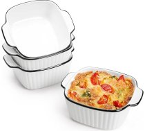 NUTRIUPS 400 ml keramikas trauks, 4 kastroļu komplekts, 14,5 x 11,5 x 5,5 cm kvadrātveida cepšanas veidnes, maza cepšanas forma fritēzei, keramikas cepšanas veidnes ar rokturiem, drošas krāsnī un mikroviļņu krāsnī