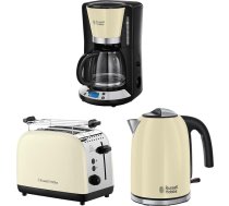 Russell Hobbs brokastu komplekts Colours+ Cream: Kafijas automāts 24033-56 [digitālais taimeris] + tējkanna 20415-70 [1,7 l, 2400 W] + tosteris 26551-56 [uz 2 šķēlītēm], brokastu sērija.