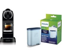 Nespresso De'Longhi EN167.B Citiz kafijas kapsulu automāts un Philips AquaClean kaļķakmens un ūdens filtrs espresso aparātam, bez ūdens atkaļķošanas, līdz 5000 tasītēm, vienā iepakojumā