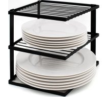 joeji's Virtuves komplekts ar 1 plākšņu plauktu virtuves skapīša glabāšanai Stūra plākšņu plaukts skapja paplātes organizators 25 x 25 x 19 cm melns