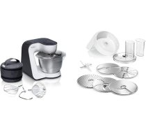 Bosch MUM54A00 Ekspress programma un Bosch piederumu komplekts VeggieLove MUZ5VL1, nepārtrauktās darbības smalcinātājs, ieskaitot 5 diskus MUM5 un MUM 2. sērijas MUM ierīcēm