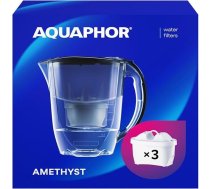 Aquaphor Amethyst filtra krūze - dzeramā ūdens krūze ar 3 oriģināliem Maxfor Plus kārtridžiem, krāsa: melna