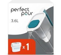 Aqua Optima Perfect Pour ūdens filtra krūze un 1 x 30 dienu Evolve+ ūdens filtra kārtridžs, 3,6 litru ietilpības, lai samazinātu mikroplastmasas, hlora, kaļķakmens un piesārņotāju daudzumu, zils