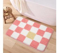 McEu Vannas istabas paklājs Neslīdošs mazgājams 50 x 80 cm vannas paklājs Absorbējošs vannas paklājs Ātri žūstošs vannas paklājs Mīksts mikrošķiedras paklājs ar kvadrātveida rozā krāsu