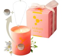 Bijoux-ALMASS aromātiskās sveces + sudrabota kaklarota ar pērli + maza rotaslietu kārbiņa 8% Pure Fragrance dāvanu kaste sievietēm