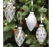 12 Ziemassvētku rotājumu komplekts (12 gab.), 4 collas, nesadrūstoši plastmasas rotājumi, sudraba krāsā, Ziemassvētku dekorēšanai, ar karināmām galotnēm, eglītei, karināmiem rotājumiem