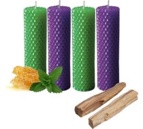 Burvju rituāls Atrast darbu un gūt veiksmi Medus sveces 100% dabīgs tīrs bišu vasks Iepakojumā ir (4 sveces - aptuveni 13,7 cm x 2,80 cm) + 2 gab.