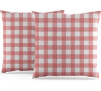 Gingham spilvenu pārvalki Pack of 2 50 x 50 cm Dusky Pink Checked Pastel Farmhouse Cushion Covers Square Cushion Covers for Girls Sofa Couch Living Room Bedroom Home Decor Scatter Cushion Cover