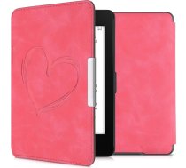 kwmobile Aizsargvāciņš saderīgs ar Amazon Kindle Paperwhite - mākslīgās ādas e-lasītājs (modeļiem līdz 2017. gadam) - Heart Brush Pink