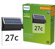 Philips āra saules apgaismojuma sienas lampa Enkara ar mājas numuru, 0,2 W, dienas gaismas sensors, 2700 Kelvīnu, melna