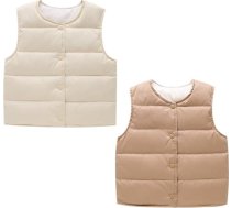 ACMEDE Pack of 2 Quilted Baby Vest Size 80/86/92/98 Bērnu dūnu veste ar 90% White Duck Down Size 104/116/122/128 cm Ziemas jaka bez piedurknēm Silta jaka Pārejas veste 6 mēneši - 7 gadi