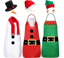 Haysandy 3 Ziemassvētku priekšauts un cepure, Ziemassvētku ballītes kostīms, smieklīgs elfs, sniegavīrs, Ziemassvētku vecītis, cosplay kostīmu komplekts