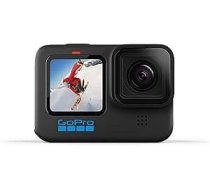 GoPro HERO10 melna ūdensizturīga darbības kamera ar priekšējo LCD un skārienjutīgu aizmuguri, 5.3K60 Ultra HD video, 23MP fotoattēli, 1080p tiešraides straumēšana, tīmekļa kamera, stabilizācija