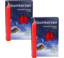 OLShop AG 2 Ziemassvētku eglīšu sveču iepakojums Sarkans Aptuveni 15 x 125 mm (2 x 12 gab.) Ziemassvētku eglīšu sveces Piramīdveida sveces