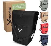 Valkental 2-in-1 velosipēdu somas/portfeļu somas no pārstrādātas plastmasas, 100% ūdensizturīgas, daudz praktisku nodalījumu, 23-28 L ietilpība, ar nodalījumu klēpjdatoram, melnas krāsas