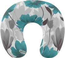 WYUSPGK Ceļojumu spilvens, zils, zaļš, pelēks un balts Floral1 Print kakla spilvens U-veida spilvens Ceļojumu kakla spilvens Atmiņas putu spilvens Lidmašīnas spilvens Pārnēsājams spilvens