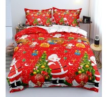 Ziemassvētku gultas veļas komplekts 135 x 200 cm Santa Claus Sarkans krāsains ziemas motīvs Gultas veļas komplekts meitenēm, zēniem, zēniem, dāvanas bērniem Mīkstas mikrošķiedras sega ar rāvējslēdzēju + 1 spilvendrāna 80 x 80 cm