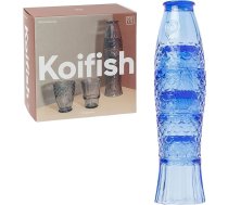 Doiy - Stikla krūzīšu komplekts - Zivju dizains - Izgatavots no stikla - Dekoratīvās glāzes, kuras var mazgāt trauku mazgājamā mašīnā - Zila krāsa - 8,3x8,3x32,5cm - 4 gab.