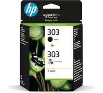 HP 303 (3YM92AE) 2x oriģinālās kasetnes (1 iepakojums) HP ENVY 6200, 7100, 7134, 7220e, 7221e, 7224e, 7800, 7900e Tango printerim, melnas - 1x 200 lappuses, trīskrāsu - 1x 165 lappuses