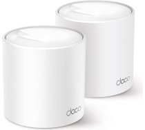 TP-Link Deco X50 AX3000 Mesh Wi-Fi komplekts, 2 komplekti, Wi-Fi 6, divjoslu maršrutētājs un retranslators, 3 gigabitu pieslēgvietas katrā ierīcē, ieteicams mājokļiem ar 3-4 guļamistabām, visaptveroša vecāku aizsardzība, WPA3