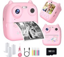 YDI digitālā kamera HD 1080P bērniem, tūlītēja fotokamera ar fotogrāfiju drukāšanu, 3 ruļļi fotopapīra, 5 krāsu zīmuļi, 32 GB karte, pārnēsājama bērnu rotaļlieta, Ziemassvētku dāvanas dzimšanas dienā meitenēm un zēniem