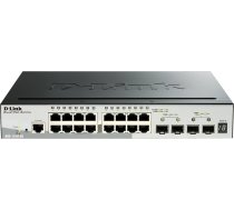 D-Link DGS-1510-20/E, 20 pieslēgvietu 2/3 slāņa inteliģentais pārvaldāmais gigabitu kaudze komutators (16 x 10/100/1000 Mbit/s BaseT pieslēgvieta, 2 x SFP ligzda, 2 x 10G SFP+ ligzda, 19 collu korpuss) - tikai ES barošanas kabelis, melns/pelēks