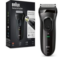 Braun Series 3 ProSkin 3020s elektriskais skuveklis, uzlādējams vīriešu skuveklis, melns