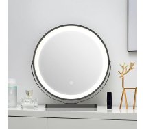 YOSHOOT apaļais tualetes spogulis, 45 cm apgaismots tualetes galds ar rakstu, rotējošs tualetes spogulis, dimmējamas LED gaismas joslas ar 3 režīmiem, vieds skārienjūtīgais ekrāns (melns zieds)