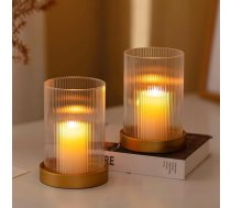 Stikla laterna Stikla sveču turētājs Pillar Candles: Sveces turētājs stikla cilindrs ar metāla sveces plāksnīti dzīvojamā istaba laterna āra galda dekorēšanai: 2 tējas gaismas sveces turētājs zelta sveces turētājs stikla cilindrs ar met