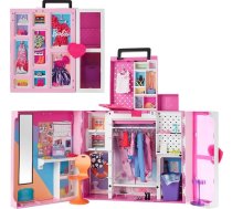 Barbie sapņu drēbju un aksesuāru skapis, 2 līmeņu veļas skapis, darba vieta, spogulis, 10+ plaukti, 36+ gabali, 500+ kombināciju iespējas, dāvana bērniem no 3 gadiem, HBV28