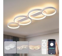 LED griestu lampa, dimmējama griestu lampa ar tālvadības pults lietotni, regulējama gredzena formas dzīvojamās istabas lampa, 4 spuldzes, 48 W 3000-6500 K griestu apgaismojums guļamistabai, dzīvojamai istabai, balta, 86