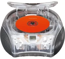 Lenco SCD-24 - CD atskaņotājs bērniem - CD radio - Stereo sistēma - Boombox - FM radio uztvērējs - Dziesmu atmiņa - 2 x 1,5 W RMS jauda - darbojas no tīkla un ar akumulatoru - caurspīdīgs, SCD-24TR