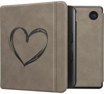 kwmobile Korpuss saderīgs ar Kobo Kobo Kobo Libra Colour/Tolino Vision Colour Case - Mākslīgās ādas vāciņš - Heart Brush Grey