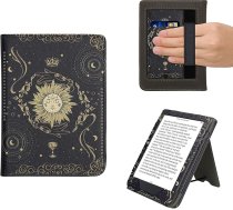 kwmobile Flip Cover saderīgs ar Kobo Clara BW/Clara Colour/Tolino Shine (5) / Shine Colour - Futrālis ar rokas siksniņu Taro kartes Tumši zils dzeltens melns melns