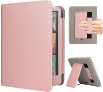 RSAquar Hülle für 7-Zoll Kindle Colorsoft Signature Edition und All-New Kindle Paperwhite (2024 Release), Vollschutz-Hülle mit Auto Sleep/Wake, Handriemen und faltbarem Ständer - Roségold