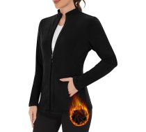 WOWENY Fleece jaka Sieviešu silts oderēts treniņtērps ar Stand-Up apkakli un pilnu rāvējslēdzēju Fleece sviedru jaka Viegla antistatiska ziemas āra skriešanas pārgājieniem un atpūtai