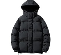 Vīriešu Puffer dūnu jaka ar kapuci Parka ar apdari Black Plain Quilted Jacket Pārejas jaka Ziema ar kabatām Ziemas jaka Ziemas jaka Ziemas jaka Vīriešu dūnu jaka ar kapuci