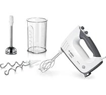 Bosch ErgoMixx MFQ37470 rokas maisītājs, 750 W, maisīšanas pamatne, nerūsējošā tērauda maisīšanas rīki, 5 līmeņi un Turbo poga, balts/pelēks