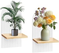 BlyeMichdi 2 koka sienas plauktu komplekts, Boho sienu rotājums, balts Boho sienu rotājums, Boho koka varavīksnes sienas plaukti, sienu rotājums dzīvojamā istaba, moderns sienas dēļu rotājums dzīvojamā istaba,