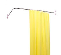 Baoyouni izliekta dušas aizkaru stienis Piesūcekņi L-veida stūra vannas aizkaru sliedes stieņa metāla paplašināms pole 102 x (118-180)cm