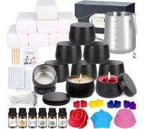 Aottom Sveču izgatavošanas komplekts, DIY sveču izgatavošanas piederumu komplekts, 9 aromātiskas sveces, dāvana, ieskaitot sveču liešanas komplektu, daktis, uzlīmes un maisīšanas karotes, 6 ēteriskās eļļas, sojas vasks 480 g svecēm